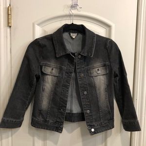O 2'nd CROPPED BLACK DENIM JACKET